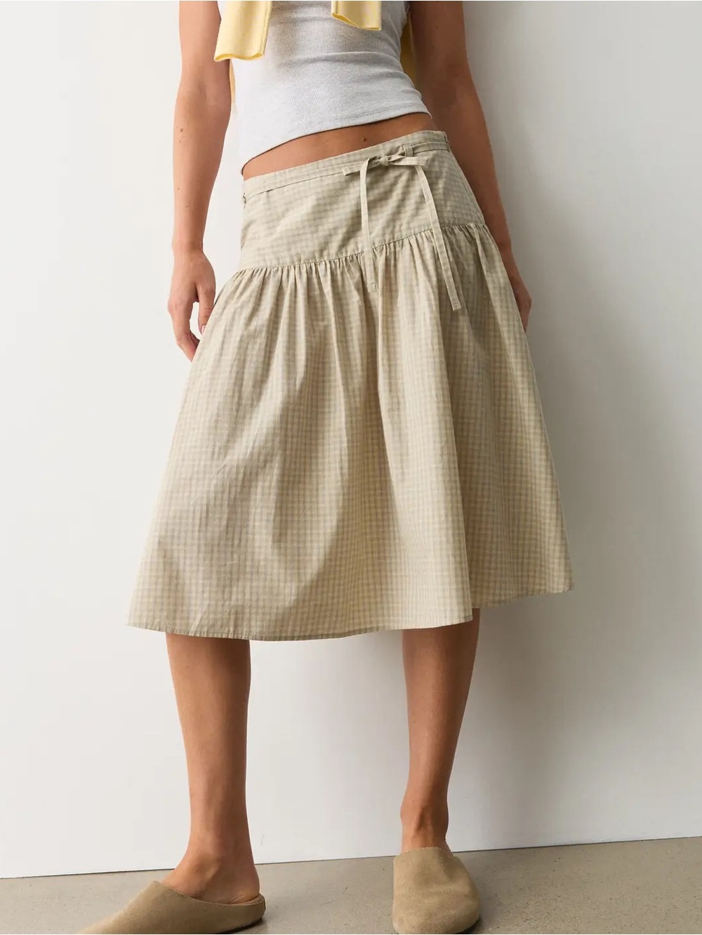 NWT gathered poplin midi skirt
